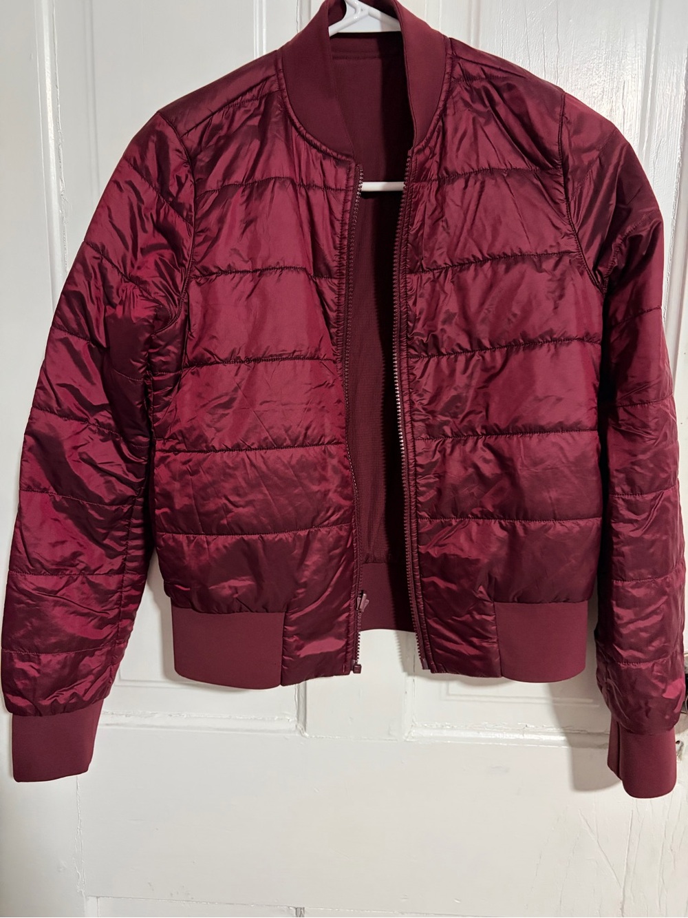 lululemon athletica Quilted Reversible Bomber Jacket in Burgundy